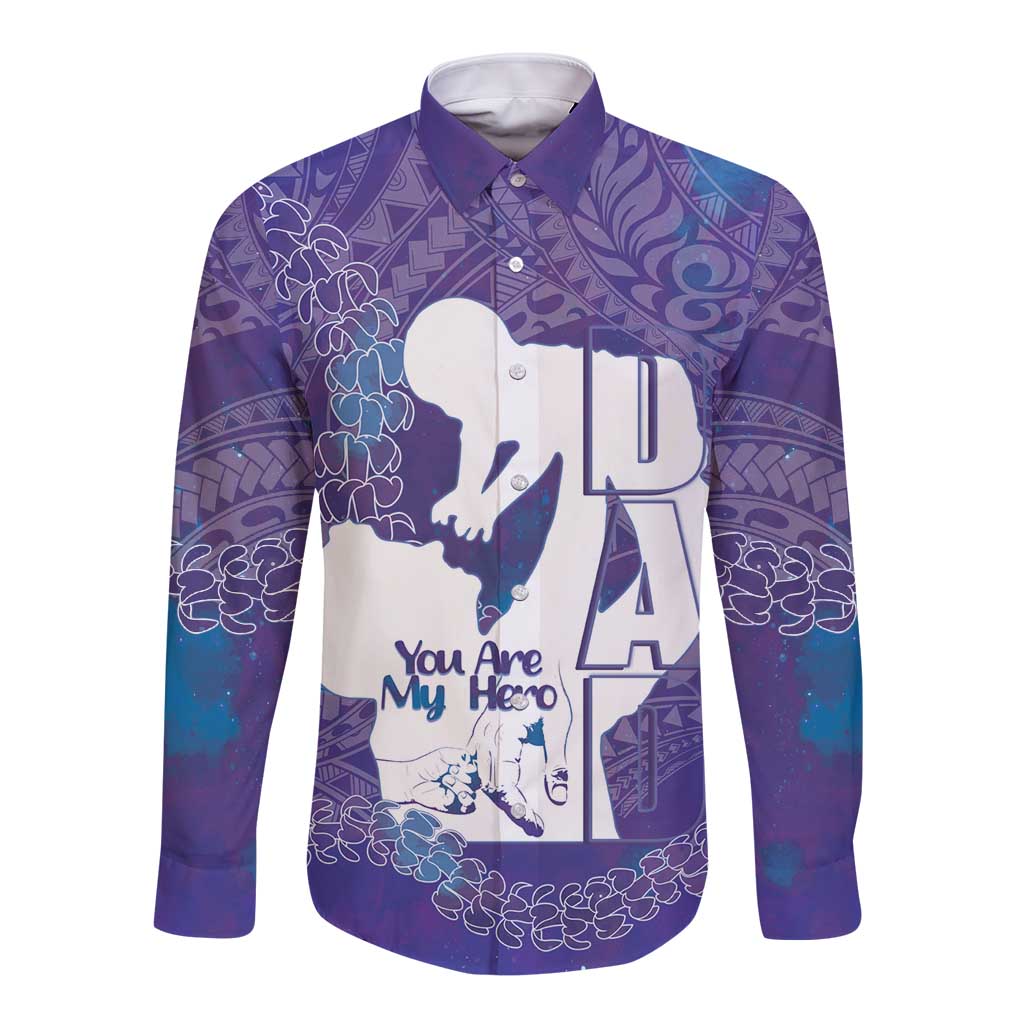 Purple Polynesia Father's Day Long Sleeve Button Shirt Dad You Are My Hero