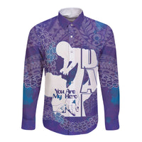 Purple Polynesia Father's Day Long Sleeve Button Shirt Dad You Are My Hero