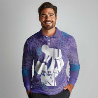 Purple Polynesia Father's Day Long Sleeve Polo Shirt Dad You Are My Hero
