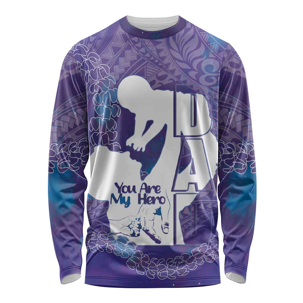 Purple Polynesia Father's Day Long Sleeve Shirt Dad You Are My Hero