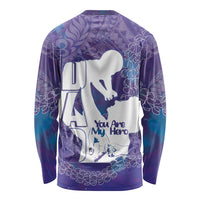 Purple Polynesia Father's Day Long Sleeve Shirt Dad You Are My Hero