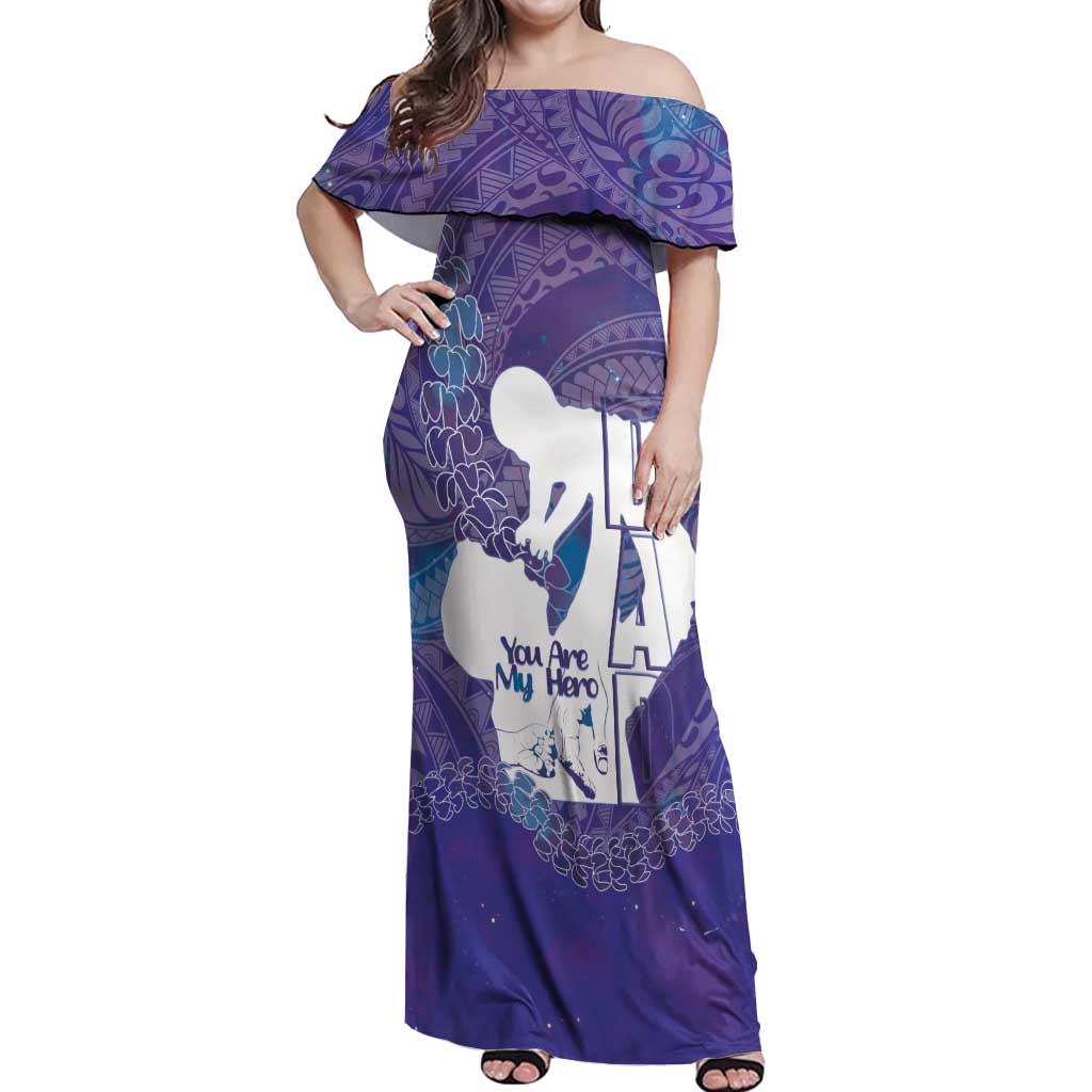 Purple Polynesia Father's Day Off Shoulder Maxi Dress Dad You Are My Hero