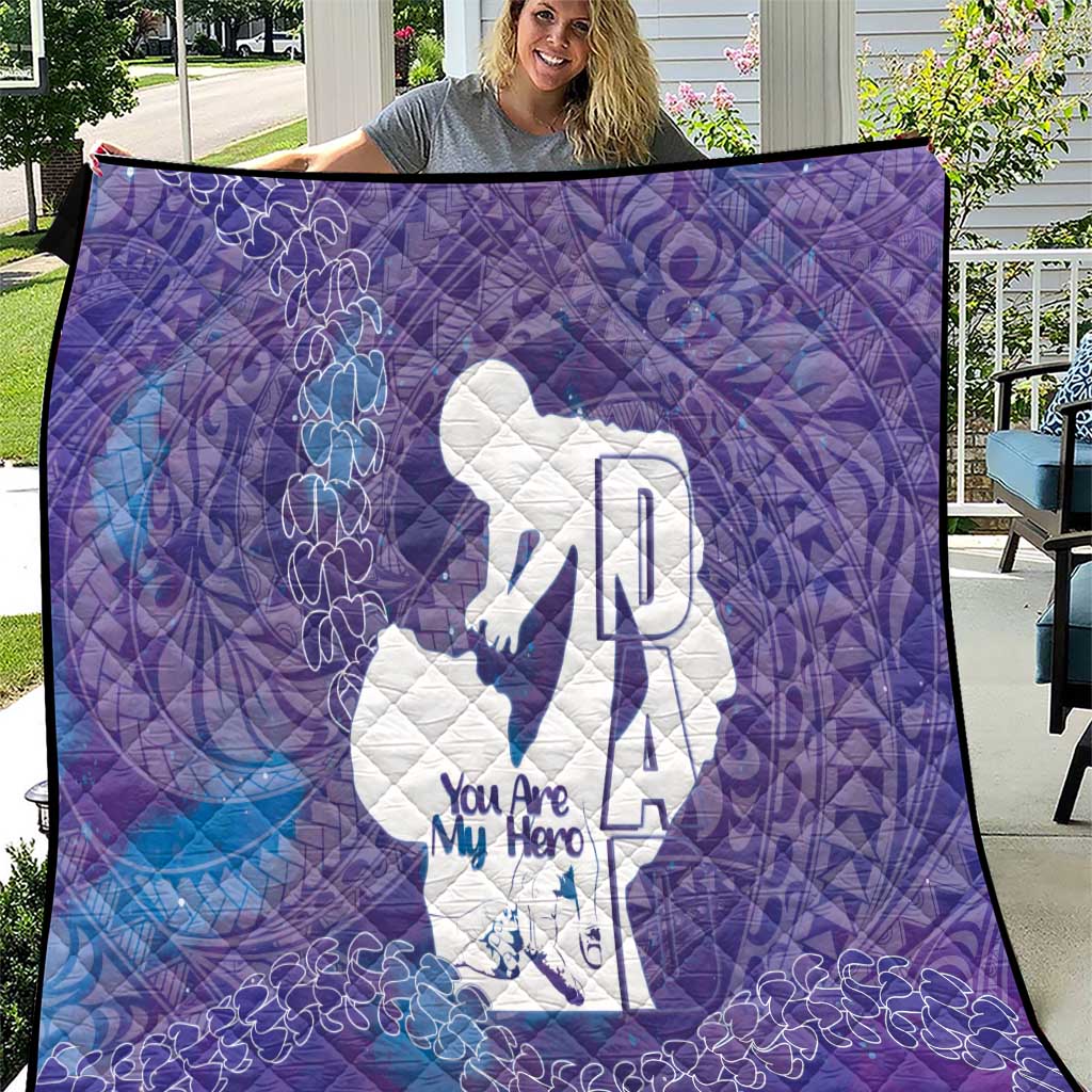 Purple Polynesia Father's Day Quilt Dad You Are My Hero