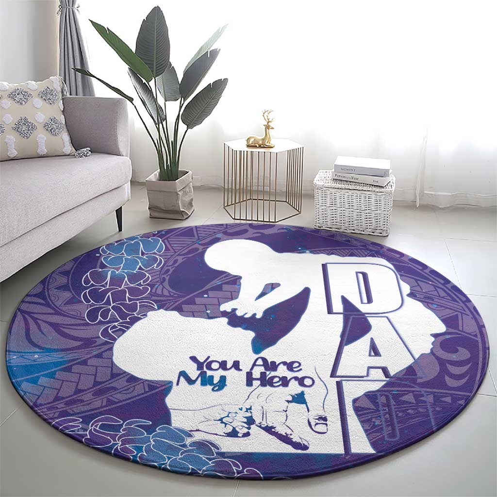 Purple Polynesia Father's Day Round Carpet Dad You Are My Hero