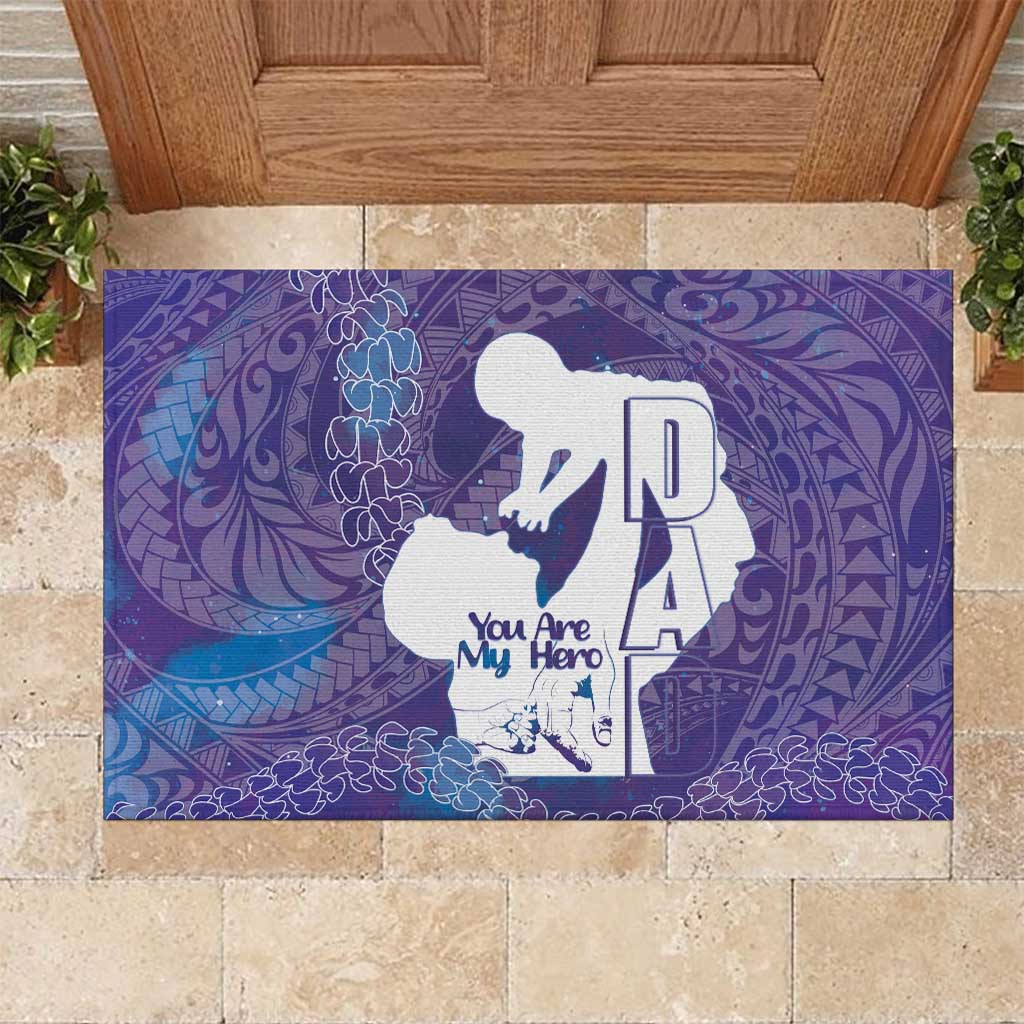 Purple Polynesia Father's Day Rubber Doormat Dad You Are My Hero
