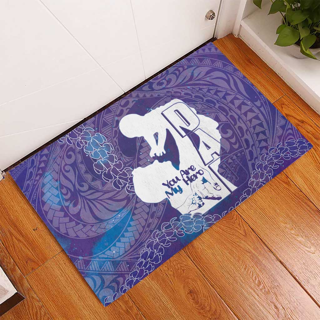 Purple Polynesia Father's Day Rubber Doormat Dad You Are My Hero