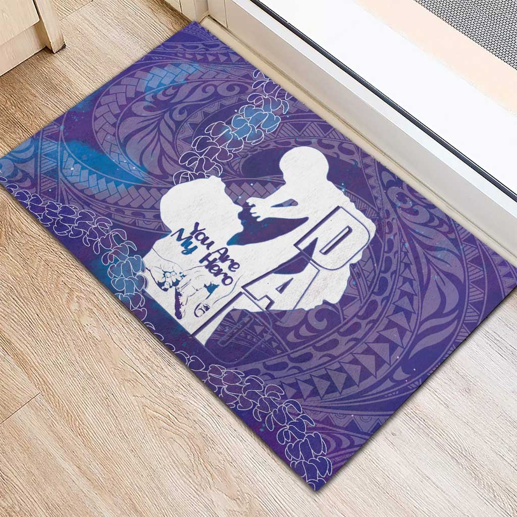 Purple Polynesia Father's Day Rubber Doormat Dad You Are My Hero