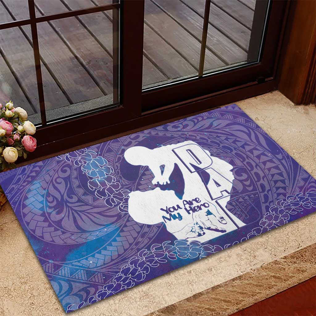 Purple Polynesia Father's Day Rubber Doormat Dad You Are My Hero