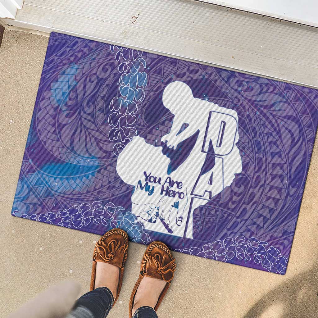 Purple Polynesia Father's Day Rubber Doormat Dad You Are My Hero