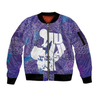 Purple Polynesia Father's Day Sleeve Zip Bomber Jacket Dad You Are My Hero