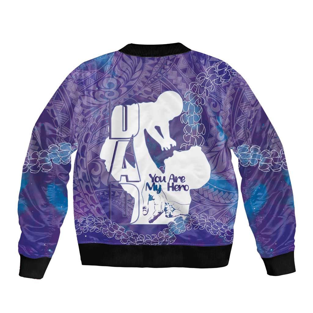 Purple Polynesia Father's Day Sleeve Zip Bomber Jacket Dad You Are My Hero