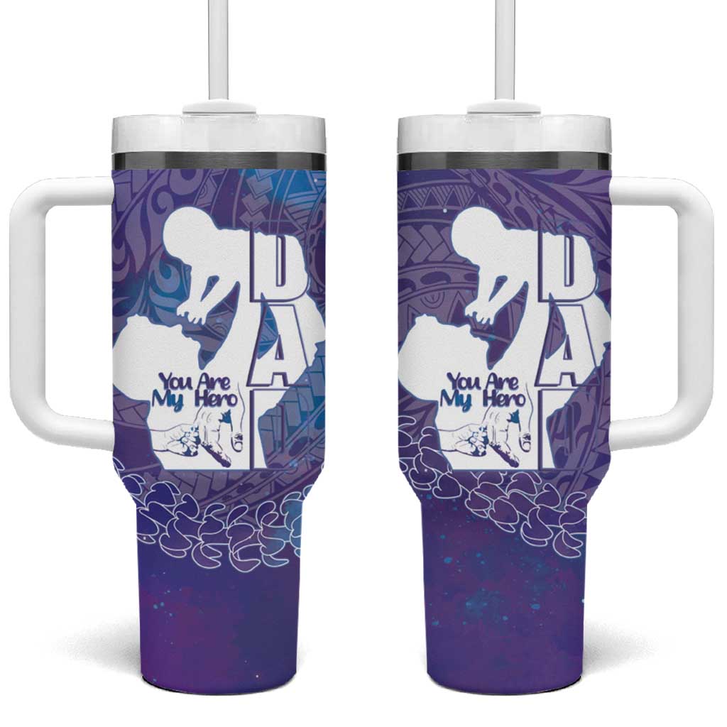 Purple Polynesia Father's Day Tumbler With Handle Dad You Are My Hero