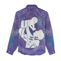 Purple Polynesia Father's Day Women Casual Shirt Dad You Are My Hero