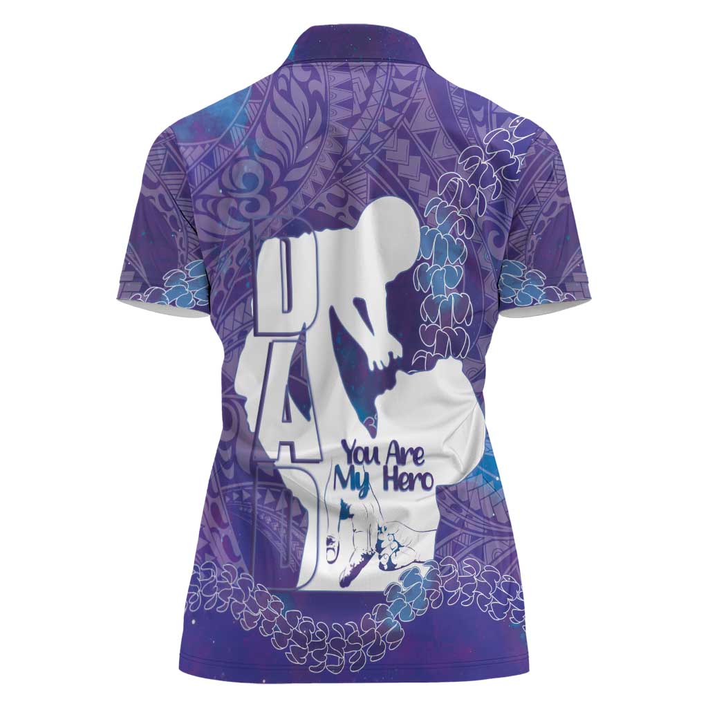 Purple Polynesia Father's Day Women Polo Shirt Dad You Are My Hero