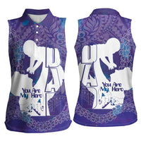 Purple Polynesia Father's Day Women Sleeveless Polo Shirt Dad You Are My Hero