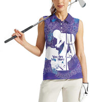 Purple Polynesia Father's Day Women Sleeveless Polo Shirt Dad You Are My Hero