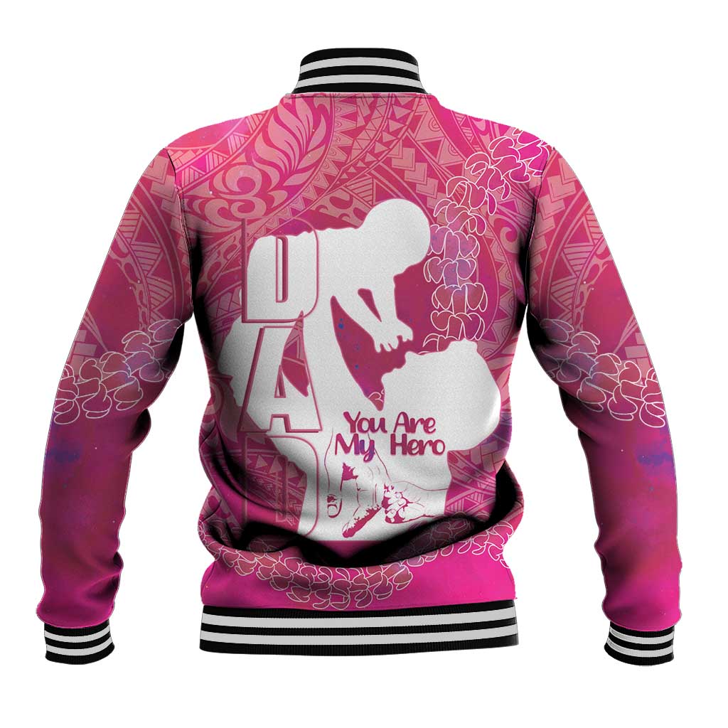 Pink Polynesia Father's Day Baseball Jacket Dad You Are My Hero