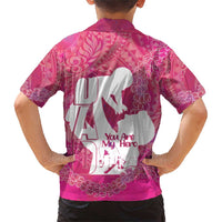Pink Polynesia Father's Day Family Matching Short Sleeve Bodycon Dress and Hawaiian Shirt Dad You Are My Hero
