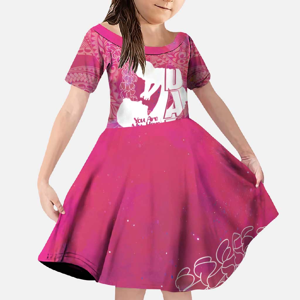 Pink Polynesia Father's Day Family Matching Short Sleeve Bodycon Dress and Hawaiian Shirt Dad You Are My Hero