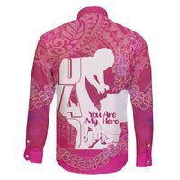 Pink Polynesia Father's Day Family Matching Short Sleeve Bodycon Dress and Hawaiian Shirt Dad You Are My Hero