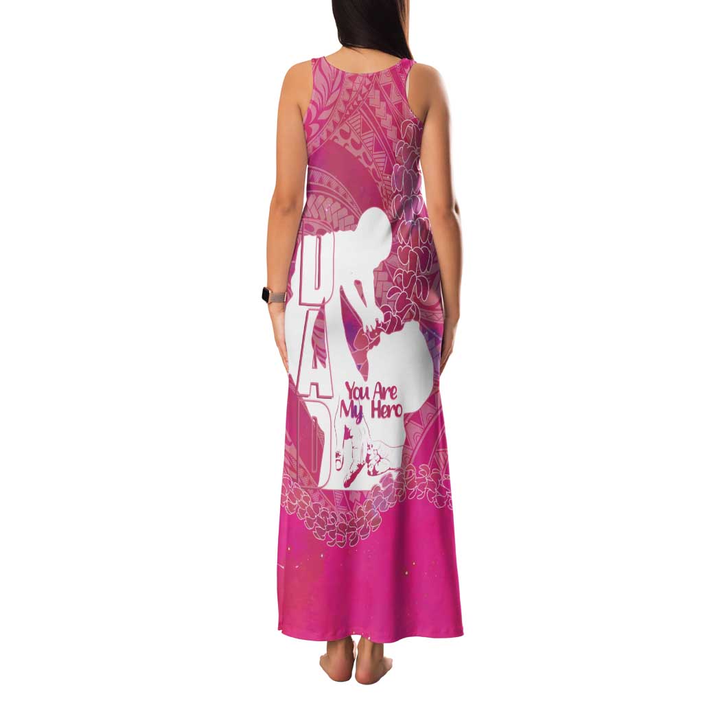 Pink Polynesia Father's Day Family Matching Tank Maxi Dress and Hawaiian Shirt Dad You Are My Hero