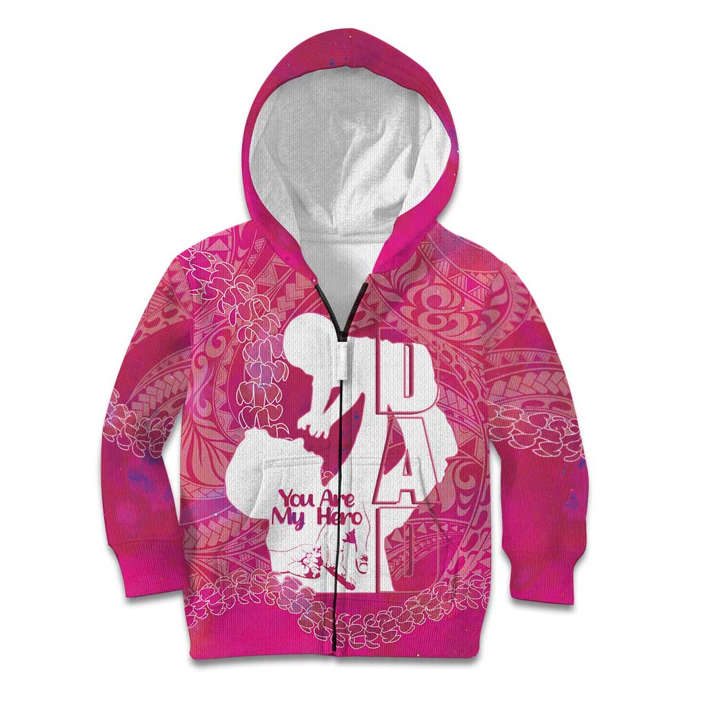 Pink Polynesia Father's Day Kid Hoodie Dad You Are My Hero