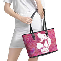 Pink Polynesia Father's Day Leather Tote Bag Dad You Are My Hero