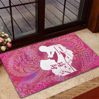 Pink Polynesia Father's Day Rubber Doormat Dad You Are My Hero
