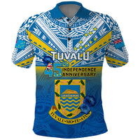 Tuvalu Independence Day Polo Shirt Tuvaluan Proud 45th Anniversary Polynesian Pattern LT14 Blue - Polynesian Pride