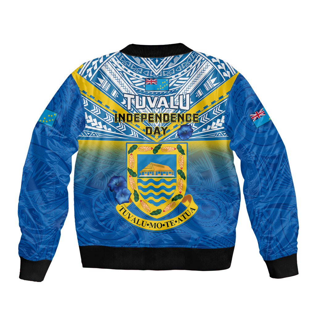 Tuvalu Independence Day Sleeve Zip Bomber Jacket Tuvaluan Proud 45th Anniversary Polynesian Pattern LT14 - Polynesian Pride
