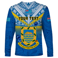 Personalised Tuvalu Independence Day Long Sleeve Shirt Tuvaluan Proud 45th Anniversary Polynesian Pattern LT14 - Polynesian Pride