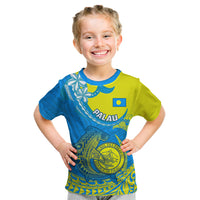 Palau Independence Day Kid T Shirt Happy 29th Anniversary Polynesian Hammerhead Shark LT14 Blue - Polynesian Pride