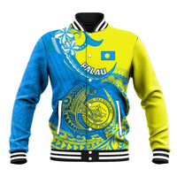 Personalised Palau Independence Day Baseball Jacket Happy 29th Anniversary Polynesian Hammerhead Shark LT14 Unisex Blue - Polynesian Pride