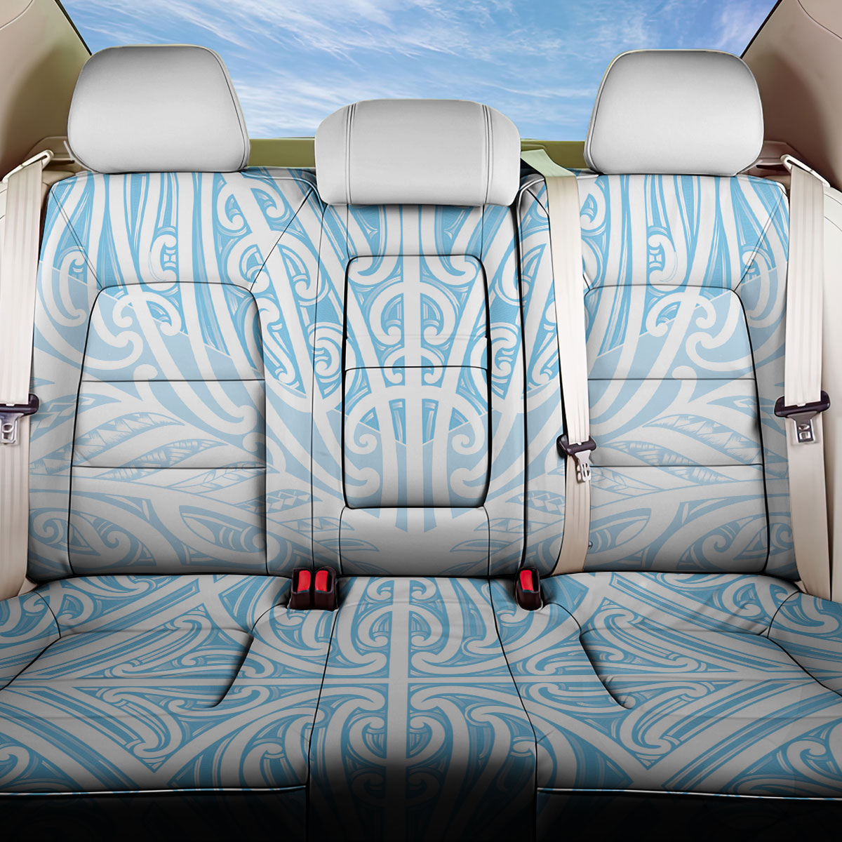 Blue New Zealand Puhoro Maori Tattoo Back Car Seat Cover