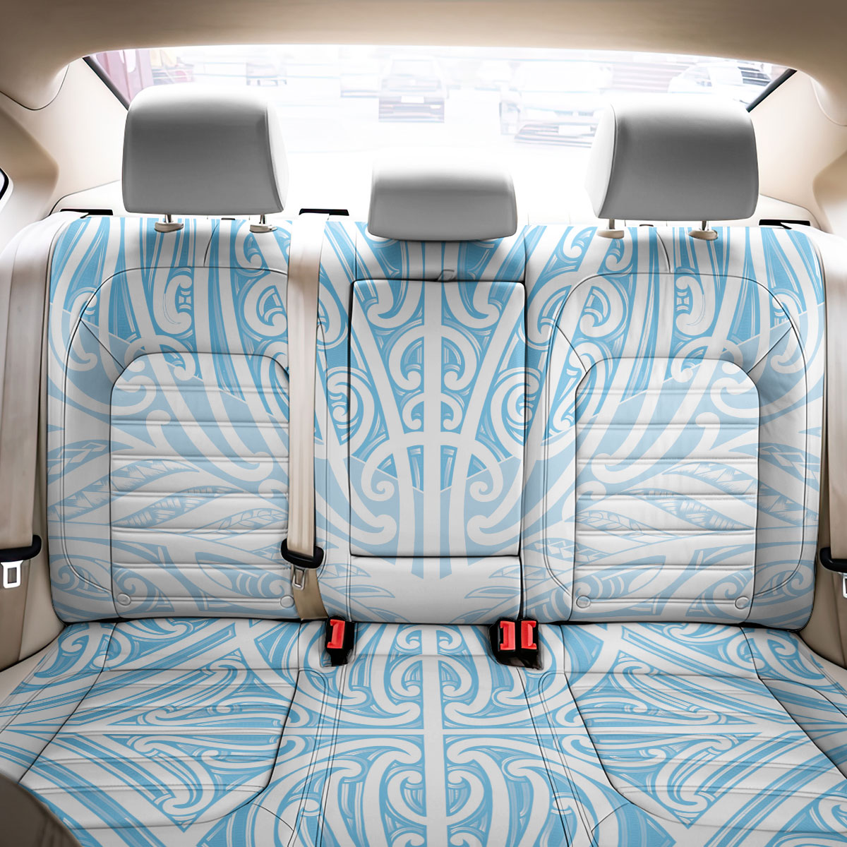 Blue New Zealand Puhoro Maori Tattoo Back Car Seat Cover