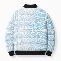 Blue New Zealand Puhoro Maori Tattoo Bomber Puffer Jacket