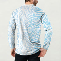 Blue New Zealand Puhoro Maori Tattoo Button Sweatshirt