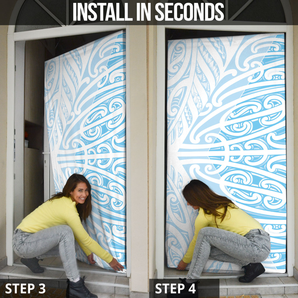 Blue New Zealand Puhoro Maori Tattoo Door Cover