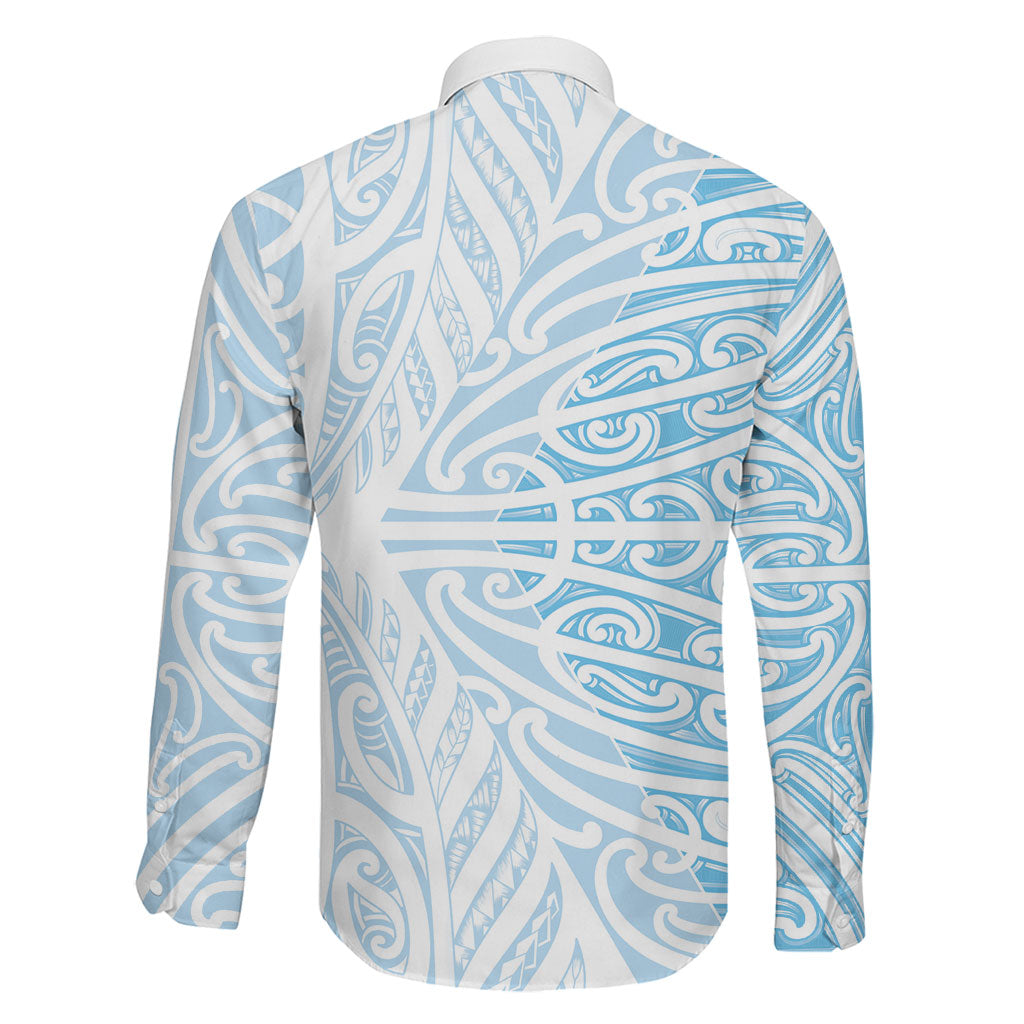 Blue New Zealand Puhoro Maori Tattoo Family Matching Off Shoulder Maxi Dress and Hawaiian Shirt