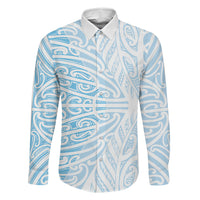 Blue New Zealand Puhoro Maori Tattoo Family Matching Short Sleeve Bodycon Dress and Hawaiian Shirt