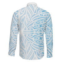 Blue New Zealand Puhoro Maori Tattoo Family Matching Short Sleeve Bodycon Dress and Hawaiian Shirt