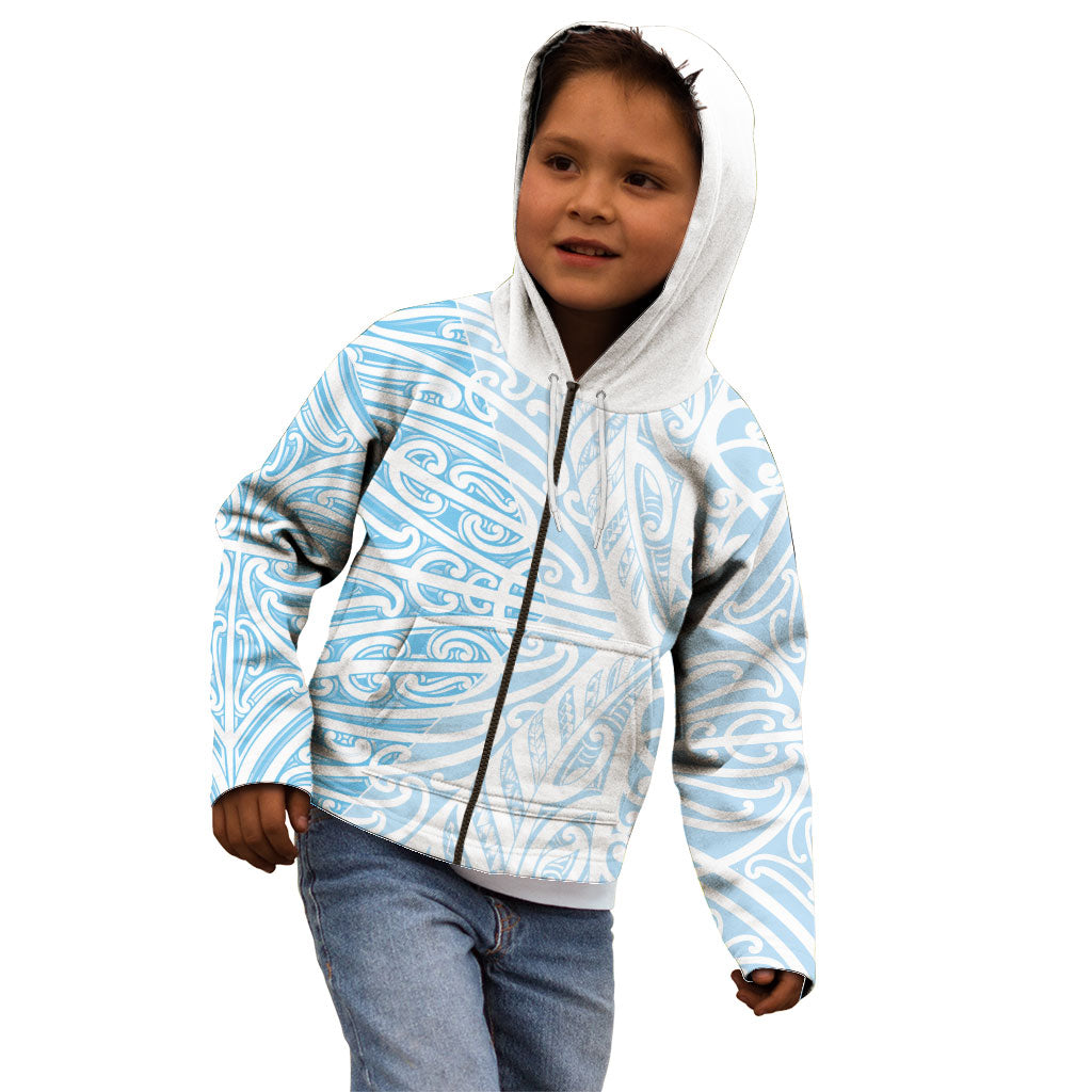 Blue New Zealand Puhoro Maori Tattoo Kid Hoodie