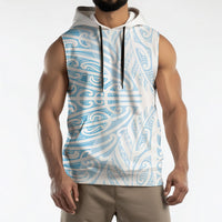 Blue New Zealand Puhoro Maori Tattoo Sleeveless Hoodie