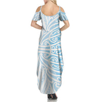 Blue New Zealand Puhoro Maori Tattoo Summer Maxi Dress