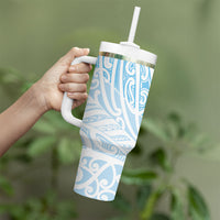 Blue New Zealand Puhoro Maori Tattoo Tumbler With Handle