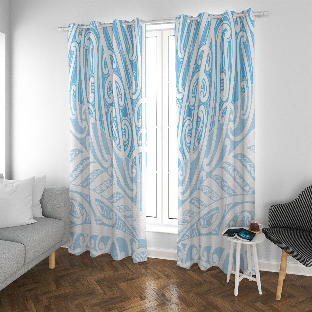 Blue New Zealand Puhoro Maori Tattoo Window Curtain