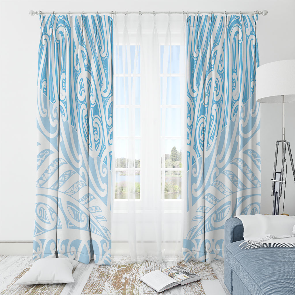Blue New Zealand Puhoro Maori Tattoo Window Curtain