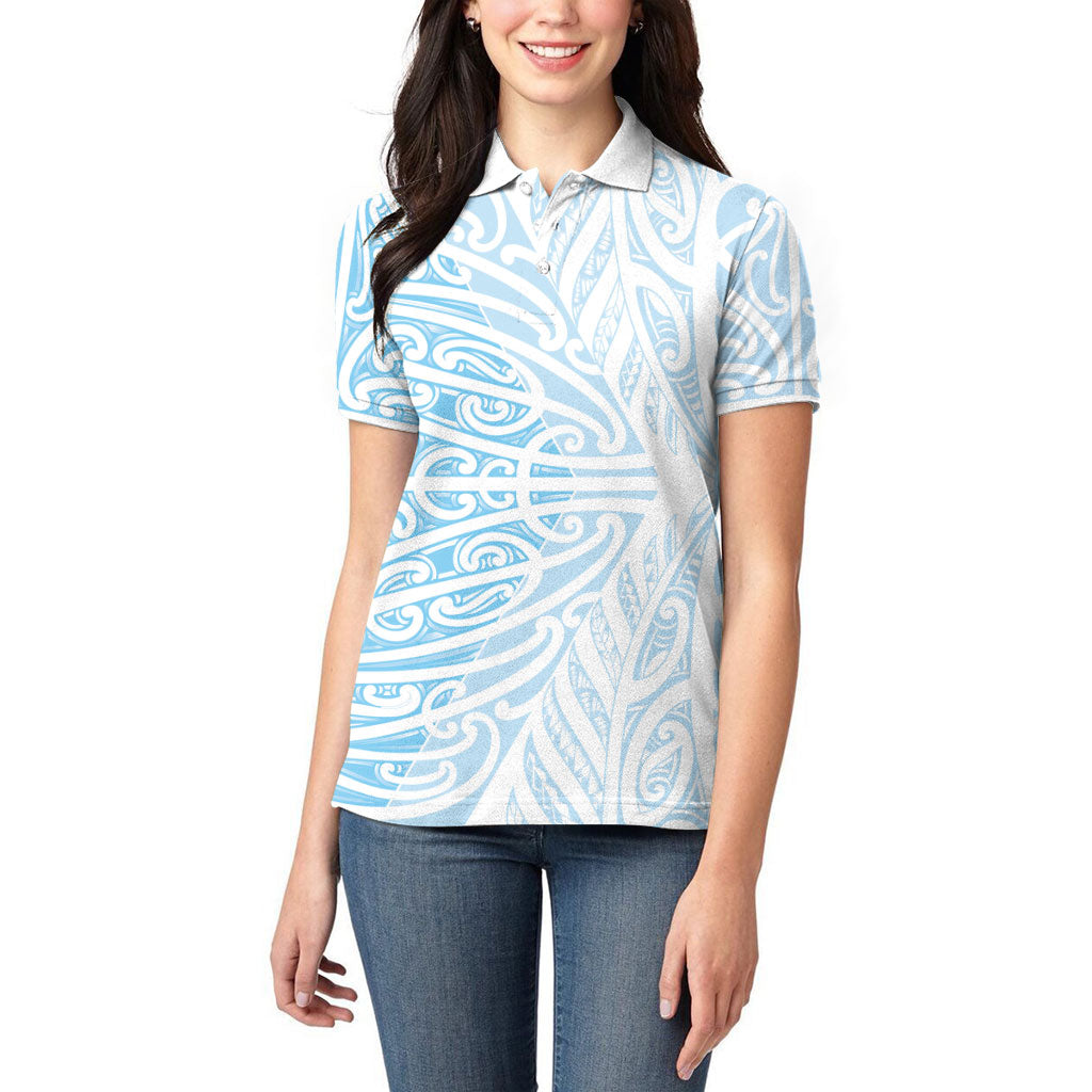 Blue New Zealand Puhoro Maori Tattoo Women Polo Shirt