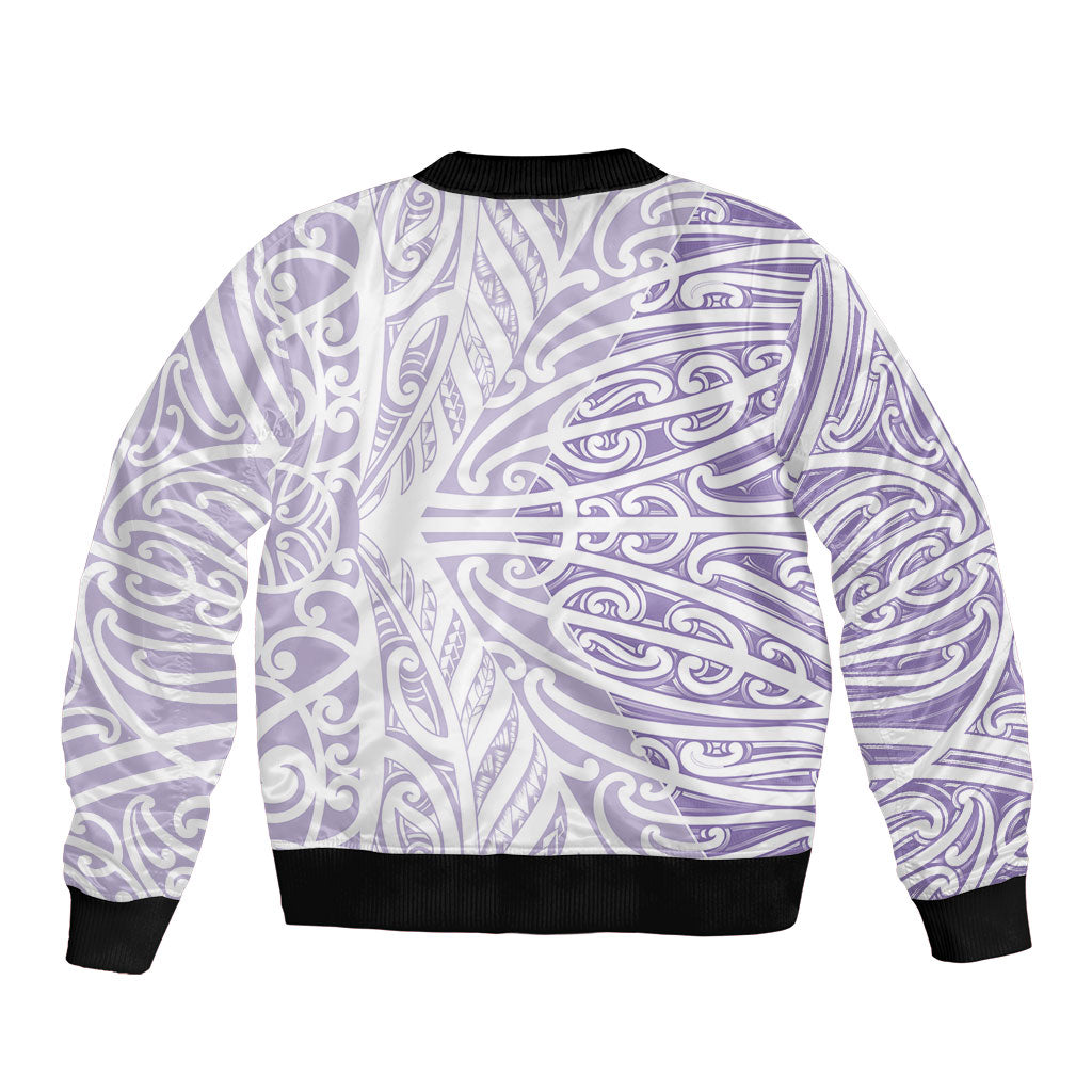 Purple New Zealand Puhoro Maori Tattoo Bomber Jacket
