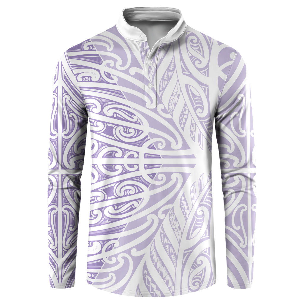 Purple New Zealand Puhoro Maori Tattoo Button Sweatshirt